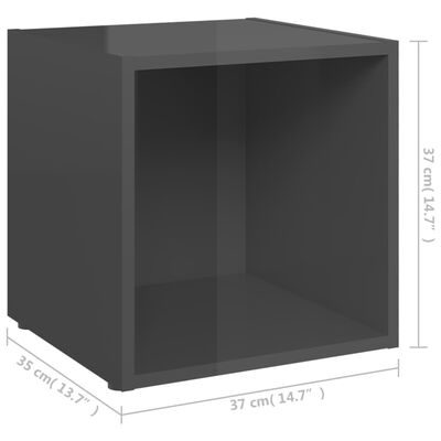 vidaXL TV-benk høyglans grå 37x35x37 cm sponplate