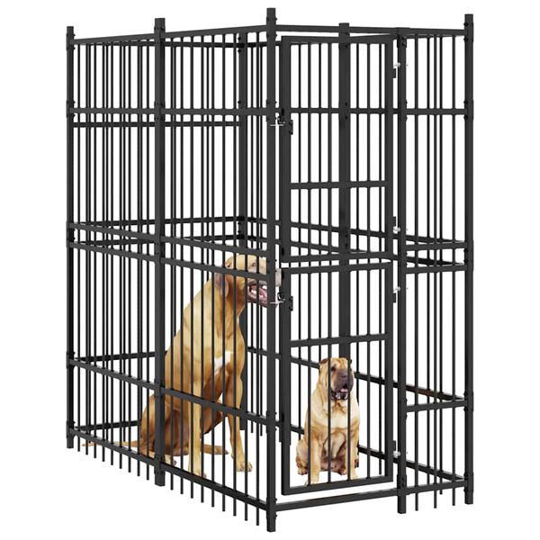 vidaXL Utend&oslash;rs hundeg&aring;rd st&aring;l 1,84 m&sup2;