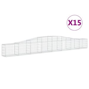 vidaXL Gabionkurver buede 15 stk 400x30x40/60 cm galvanisert jern