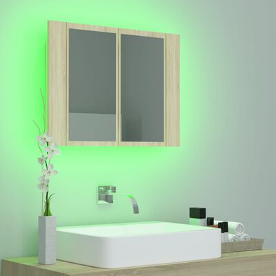 vidaXL LED-speilskap sonoma eik 60x12x45 cm akryl