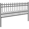 vidaXL Spike Ring gjerde Svart 200 x 130 cm Pulverlakkert st&aring;l