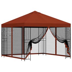 vidaXL Hagepaviljong med sidevegger 3 x 3 m Terrakotta