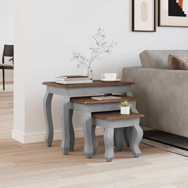 vidaXL Stablebord 3 deler heltre mahogni