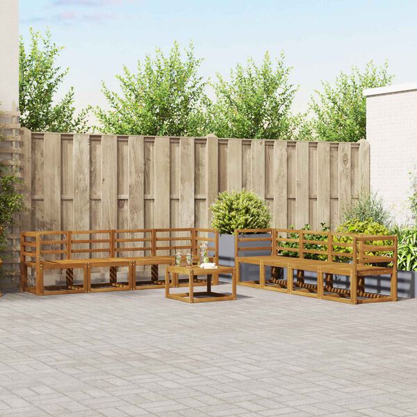 vidaXL Utend&oslash;rs sofa-sett 9 pcs Naturlig Solid akasietre