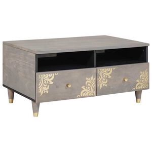 vidaXL Kaffebord med skuff Grå 80 x 54 x 40 cm Massiv mango tre