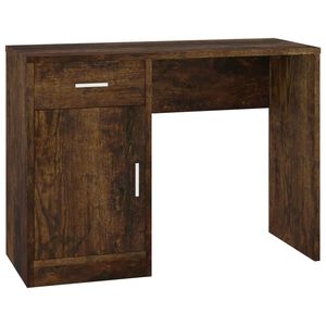 vidaXL Skrivebord skuff og skap r&oslash;kt eik 100x40x73 cm konstruert tre