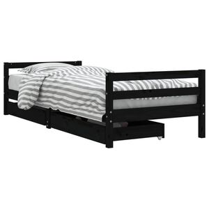vidaXL Barnesengeramme med skuffer svart 80x200 cm heltre furu