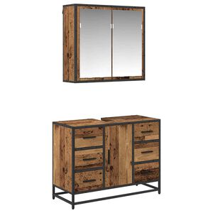 vidaXL Baderomsinnredningssett 2 stk. Gamle tre 80 x 33 x 60 cm