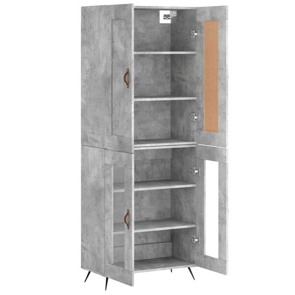 vidaXL Highboard betonggr&aring; 69,5x34x180 cm konstruert tre