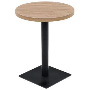 vidaXL Bistrobord MDF og st&aring;l rund 60x75 cm eikefarge