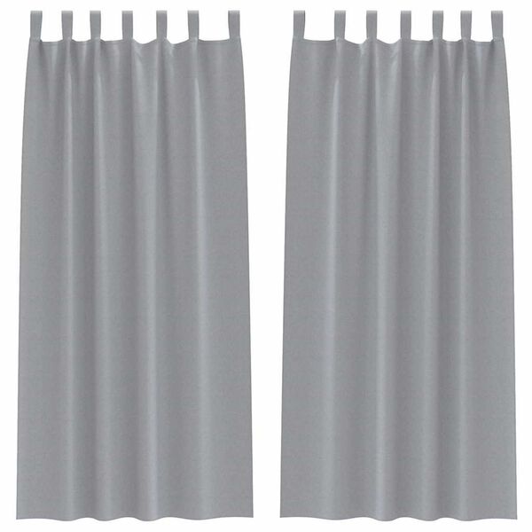 vidaXL M&oslash;rkleggende Gardiner med Ringer 2 pcs Lysegr&aring; 260 x 140 cm