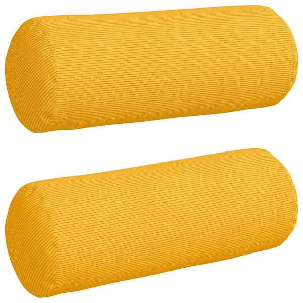 vidaXL Bolster puter 2 pcs Lys Gul Ø 25 x 70 cm Corduroy stoff