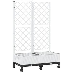vidaXL Hageplanter med espalier og hjul Hvit 80 x 40 x 131,5 cm PP