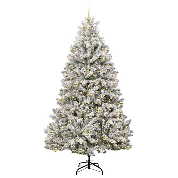 vidaXL Kunstig juletre med 300 LED Gr&oslash;nn og hvit 240 cm PVC og metall