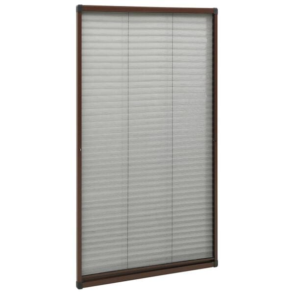 vidaXL Plissert insektskjerm for vindu aluminium brun 80x160 cm
