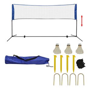 vidaXL Badmintonnett med fj&aelig;rballer 300x155 cm