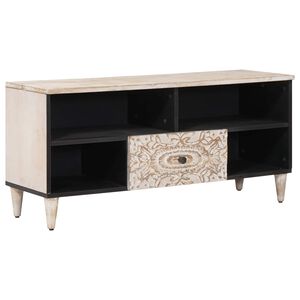 vidaXL TV-skap med skuff Hvit 100 x 33,5 x 46 cm Massiv mango tre