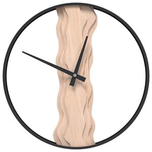 vidaXL Veggklokke brun &Oslash;35 cm jern og eik