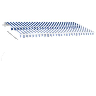 vidaXL Manuell uttrekkbar markise med LED 400x300 cm blå og hvit