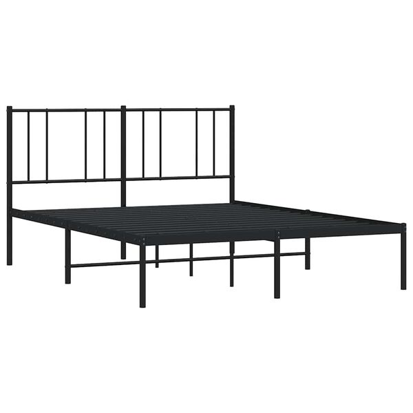 vidaXL Sengeramme i metall med hodegavl svart 135x190 cm