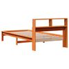 vidaXL Seng med bokhylle uten madrass voksbrun 90x200 cm heltre furu