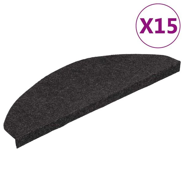 vidaXL Selvklebende trappematter 15 stk 65x22,5x3,5 cm svart