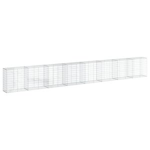 vidaXL Gabionkurv med deksel 800x50x100 cm galvanisert jern