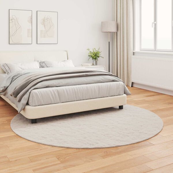vidaXL Kunstpels Kanin Teppe Olite Beige Ø 160 cm Polyester
