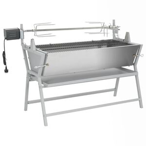 vidaXL Grill med grillspyd jern og rustfritt st&aring;l