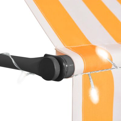 vidaXL Manuell uttrekkbar markise med LED 100 cm hvit og oransje