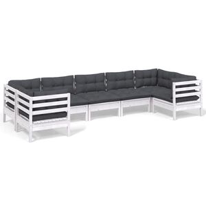 vidaXL Hagesofagruppe med puter 7 deler furu hvit