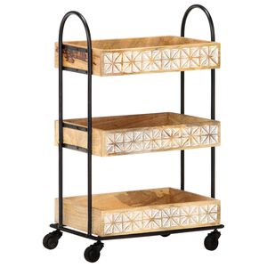 vidaXL Kj&oslash;kkenvogn 3 etasjer 46x30x76 cm heltre mango