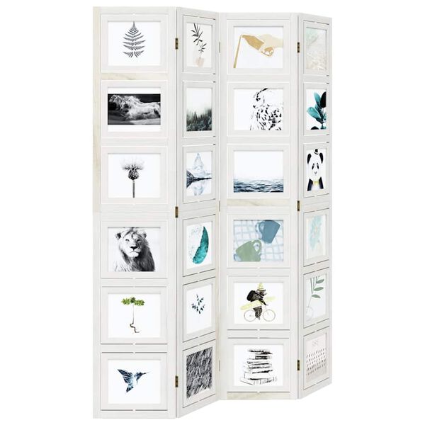 vidaXL Romdeler 4 paneler hvit heltre keisertre