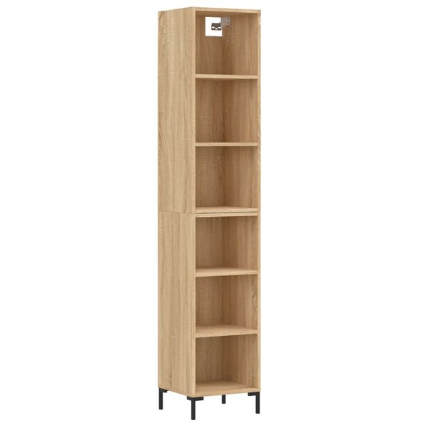 vidaXL Highboard sonoma eik 34,5x32,5x180 cm konstruert tre