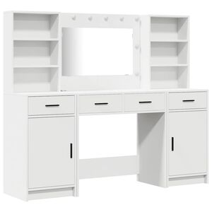 vidaXL Dressingbordsett med LED 3 stk. Hvit Konstruert tre