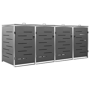 vidaXL S&oslash;ppeldunkskur firedobbelt 276,5x77,5x115 cm rustfritt st&aring;l
