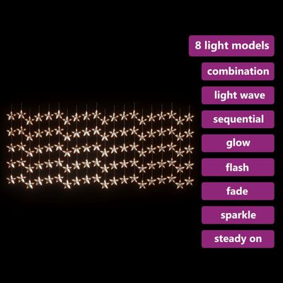 vidaXL Eventyrlysgardin stjerner 500 LED varmhvit 8 funksjoner