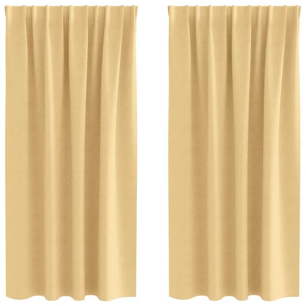 vidaXL M&oslash;rkleggende Gardiner med Ringer 2 pcs Beige 175 x 140 cm