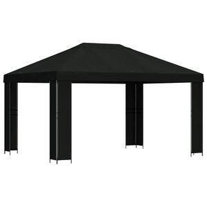 vidaXL Paviljong 4 &times; 3 m Svart Polyester og st&aring;l 190 gsm
