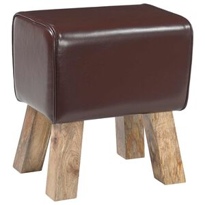 vidaXL benk 40 x 30 x 45 cm Ekte L&aelig;r M&oslash;rk brun