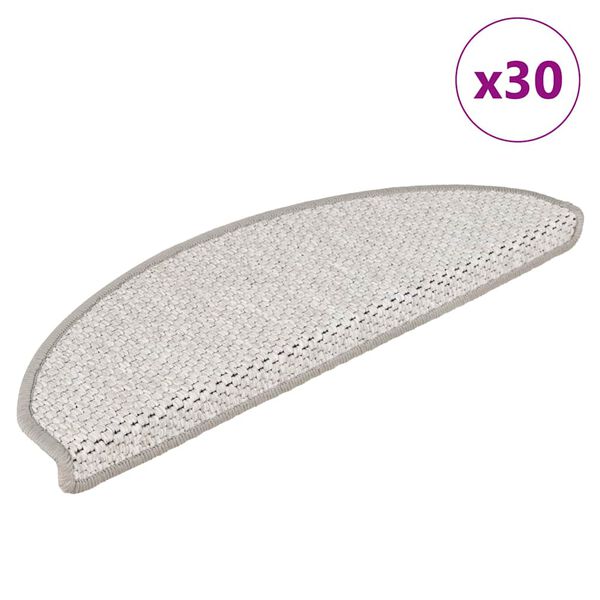 vidaXL Selvklebende trappematter sisal 30 stk 65x21x4 cm platina