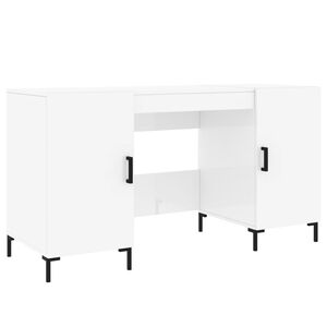 vidaXL Skrivebord h&oslash;yglans hvit 140x50x75 cm konstruert tre