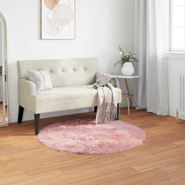 vidaXL Faux Skinnmatte Tafalla Rosa &Oslash; 120 cm Polyester