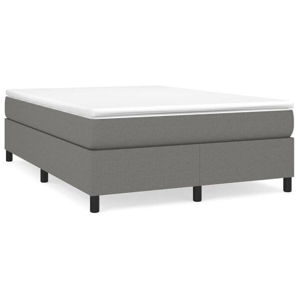 vidaXL Boxspring-sengeramme m&oslash;rkegr&aring; 135x190 cm Double stoff