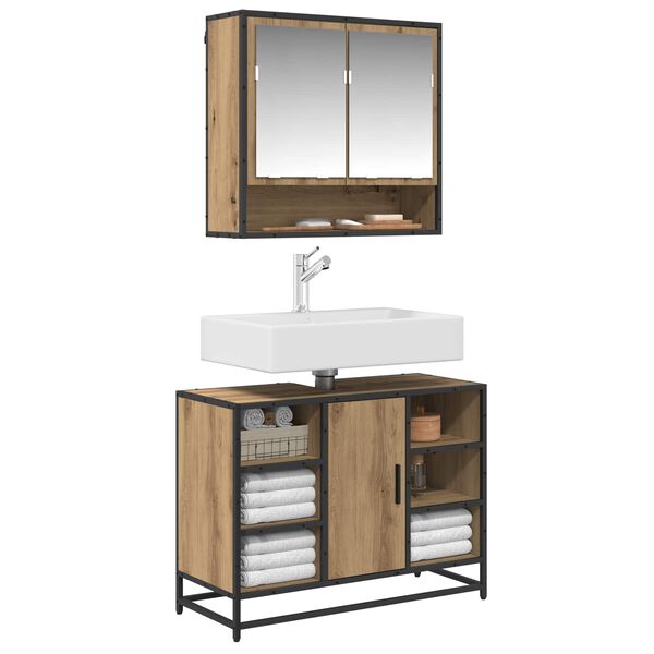 vidaXL Baderomsinnredningssett 2 pcs Artisan Eik Konstruert tre