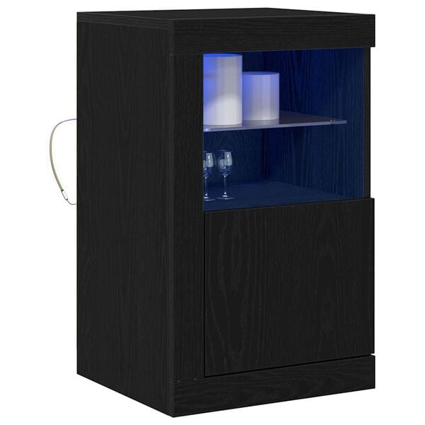 vidaXL LED sideboard Svart Eik 41 x 37 x 67 cm Konstruert tre