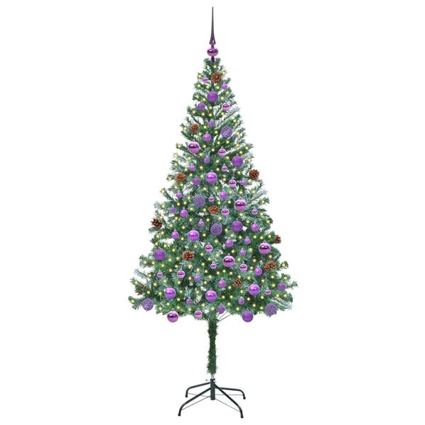 vidaXL Kunstig juletre med 300 LED med stativ gr&oslash;nn 180 cm PVC og st&aring;l