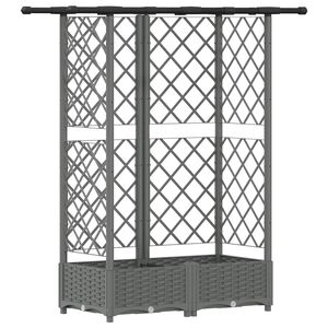 vidaXL Hevet Bed med Trellis og Tak Lysegr&aring; 124 x 40 x 121 cm PP