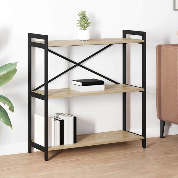 vidaXL Bokhylle Sonoma eik 80 x 30 x 85 cm Konstruert tre