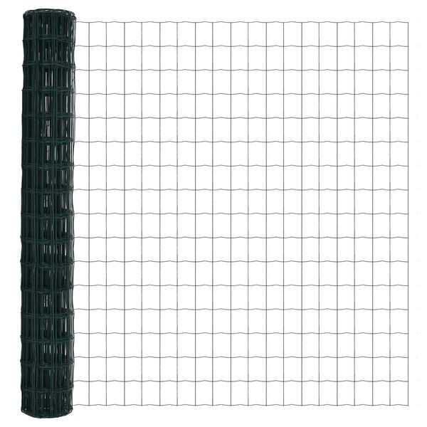 vidaXL Euro gjerde grønn 1.5 x 10 m PVC-belagt jern
